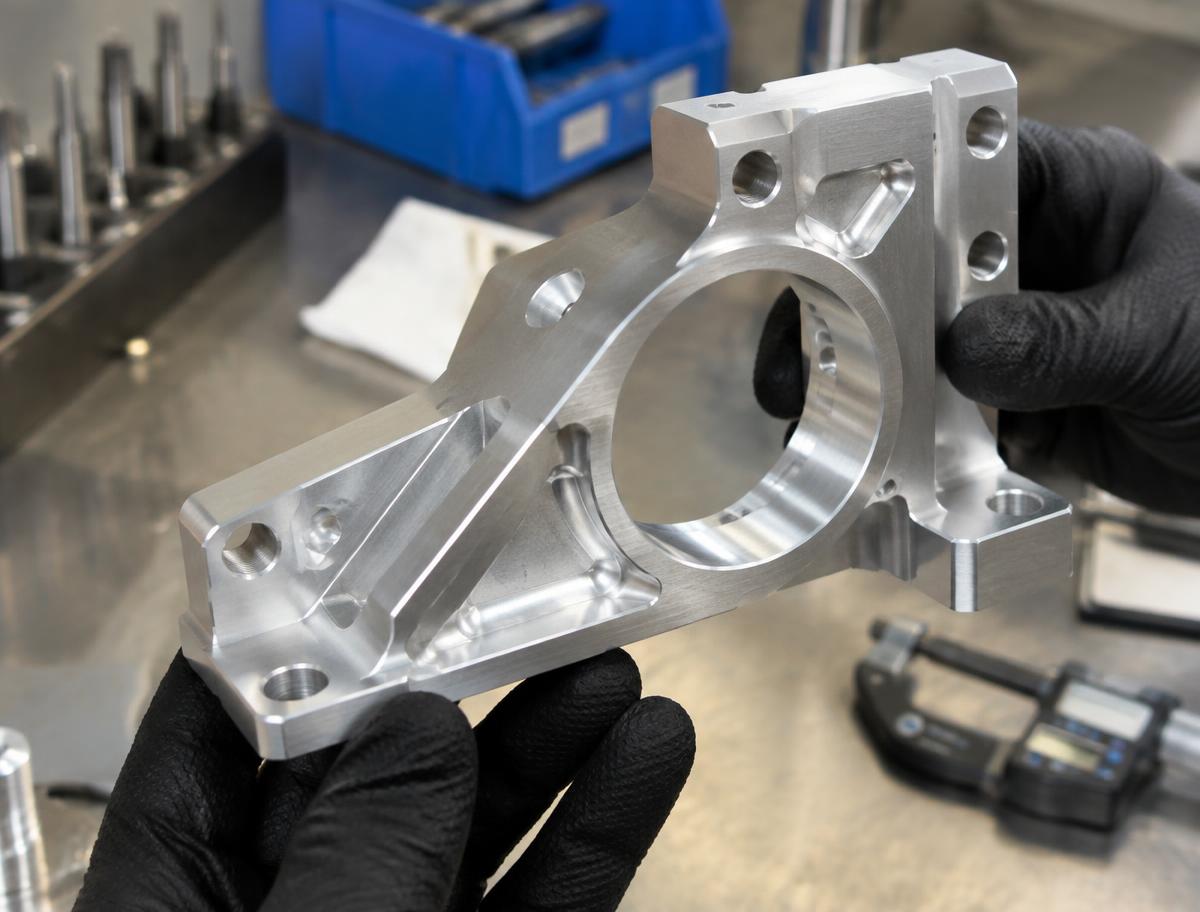 Comparison of a CAD model and the finished machined housing